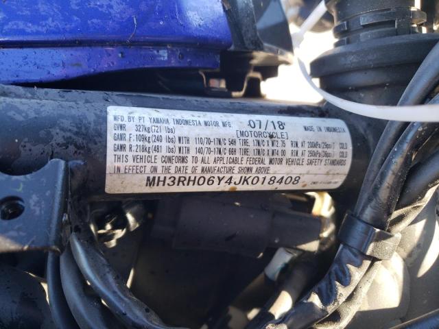 2018 YAMAHA YZFR3 MH3RH06Y4JK018408