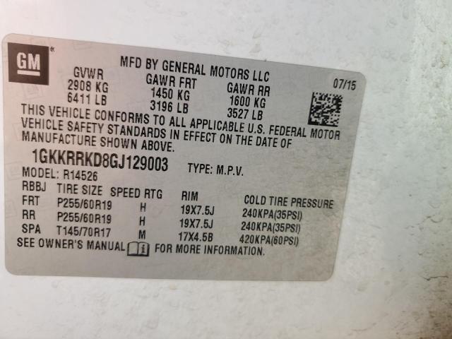 VIN 1GKKRRKD8GJ129003 2016 GMC Acadia, Slt-1 no.13