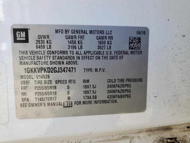 VIN 1GKKVPKD2GJ347471 2016 GMC Acadia, Sle no.14