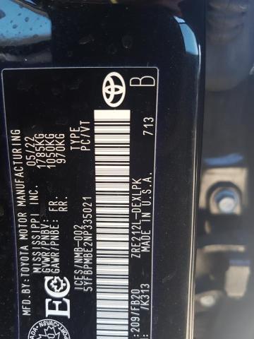2022 TOYOTA COROLLA LE - 5YFBPMBE2NP335021