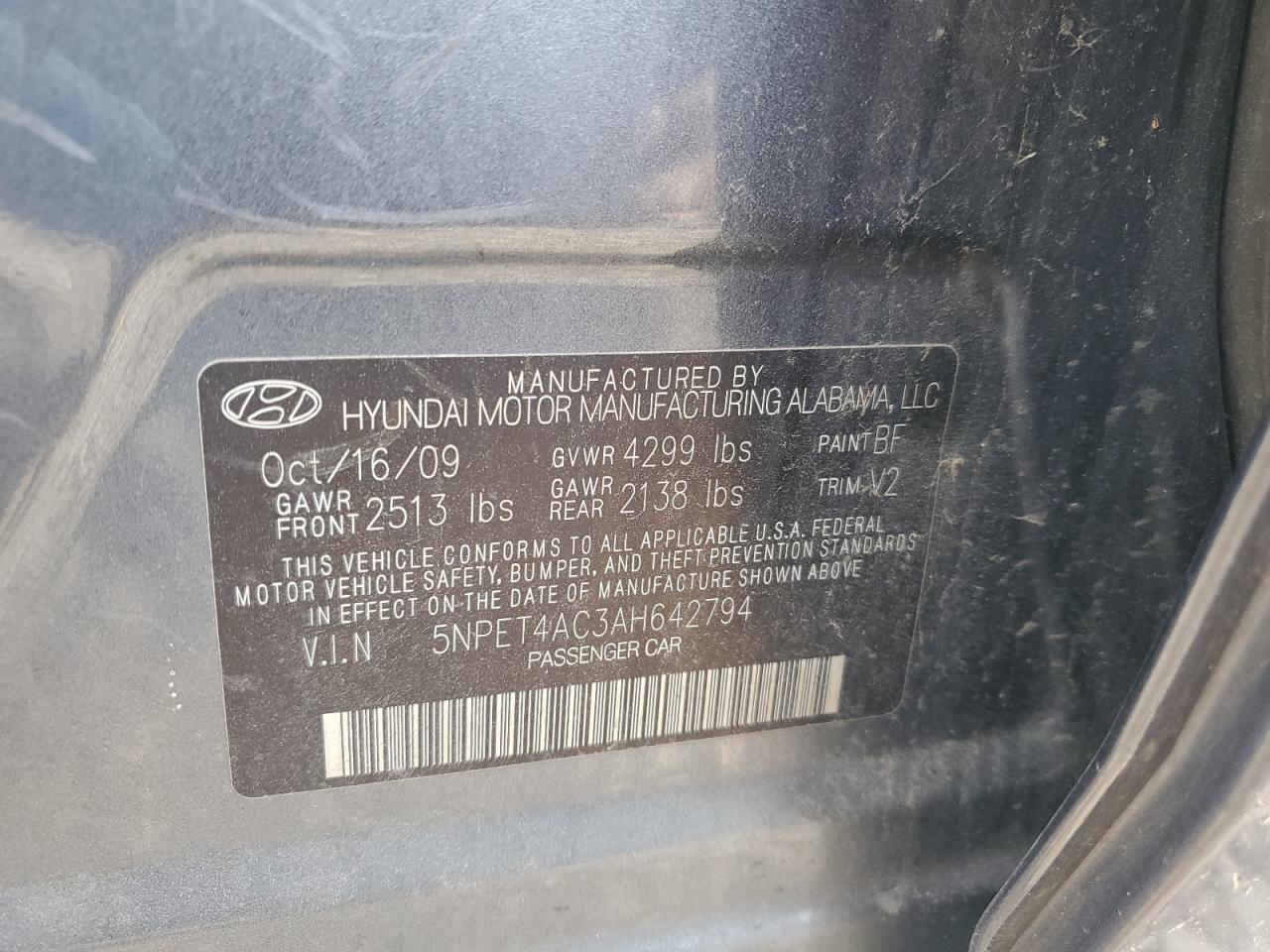 Lot #3030756129 2010 HYUNDAI SONATA GLS