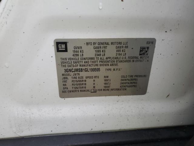 2016 CHEVROLET TRAX LTZ 3GNCJMSB1GL199595