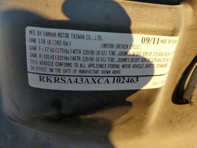 2012 YAMAHA YW50 F RKRSA43AXCA102463