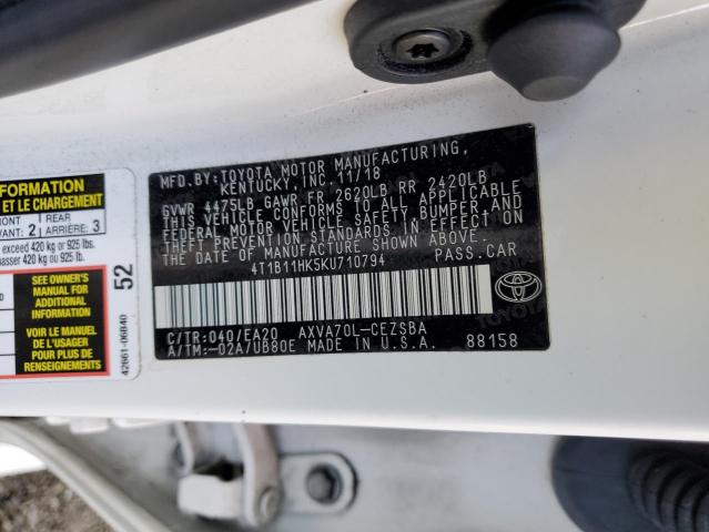 VIN 4T1B11HK5KU710794 2019 Toyota Camry, L no.12