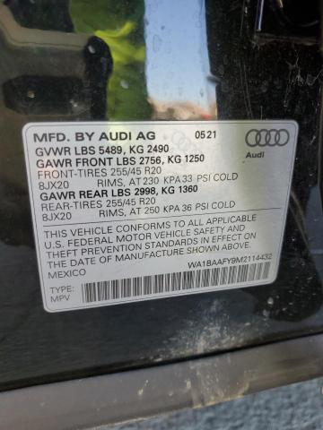 VIN WA1BAAFY9M2114432 2021 AUDI Q5 no.14