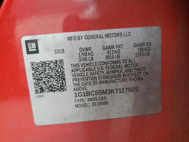 2019 CHEVROLET CRUZE LS 1G1BC5SM3K7117605