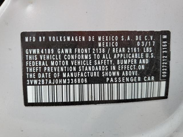 2017 VOLKSWAGEN JETTA S - 3VW2B7AJ0HM336806