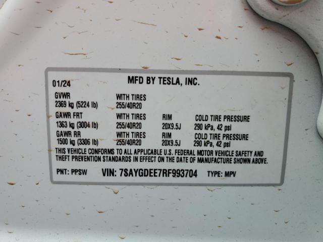 2024 TESLA MODEL Y - 7SAYGDEE7RF993704