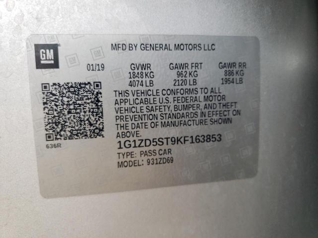 2019 CHEVROLET MALIBU LT - 1G1ZD5ST9KF163853