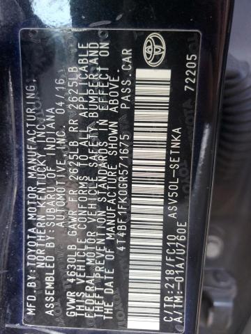 2016 TOYOTA CAMRY LE - 4T4BF1FK0GR571675