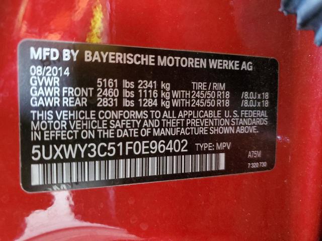 VIN 5UXWY3C51F0E96402 2015 BMW X3 no.14