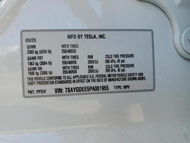 VIN 7SAYGDEE5PA081955 2023 TESLA MODEL Y no.14