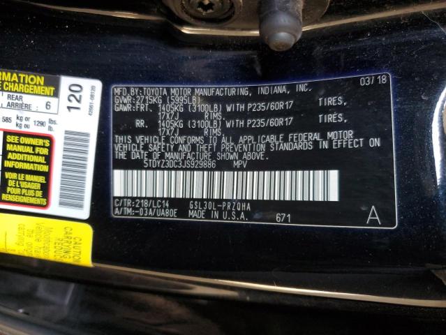 VIN 5TDYZ3DC3JS929886 2018 Toyota Sienna, Xle no.13