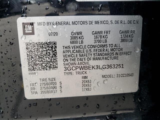 2020 CHEVROLET SILVERADO - 3GCPWBEK3LG363251