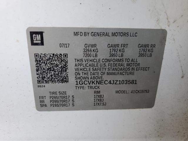 2018 CHEVROLET SILVERADO - 1GCVKNEC4JZ103581
