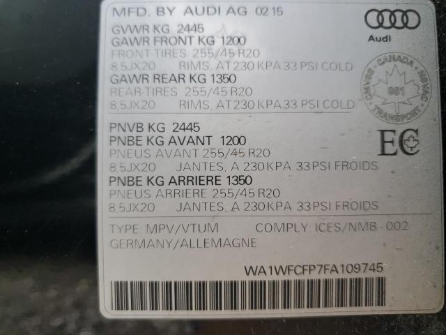 2015 AUDI Q5 PRESTIG WA1WFCFP7FA109745