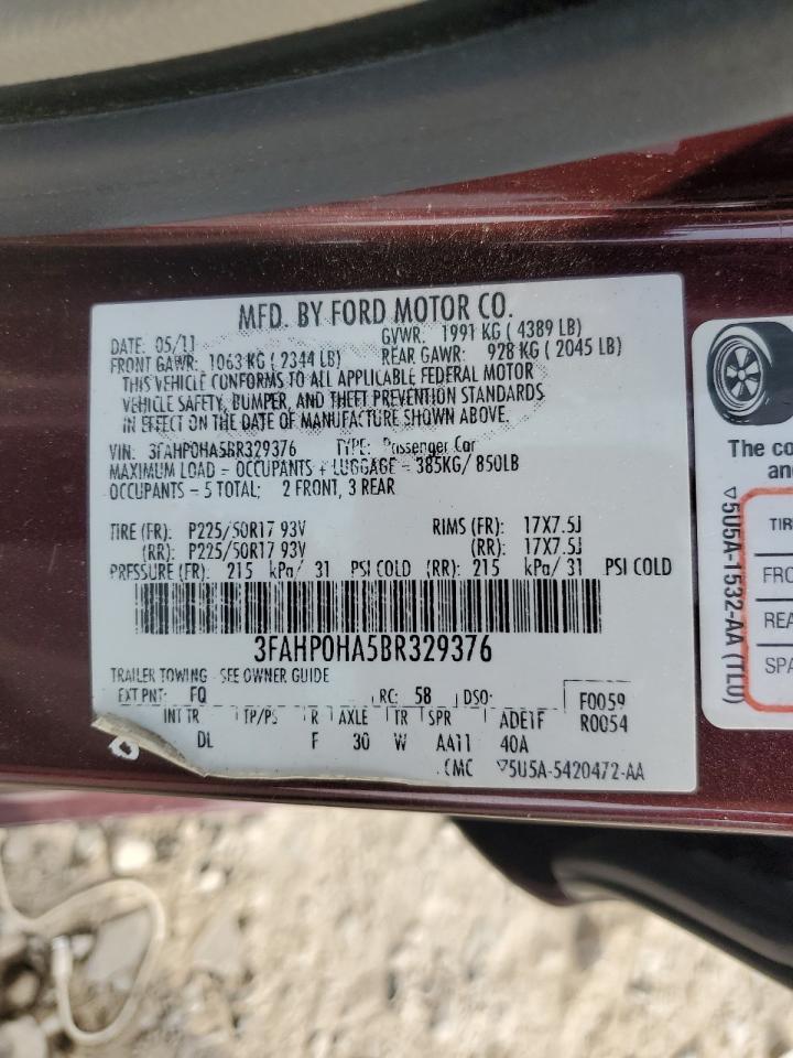 Lot #2996696499 2011 FORD FUSION SE