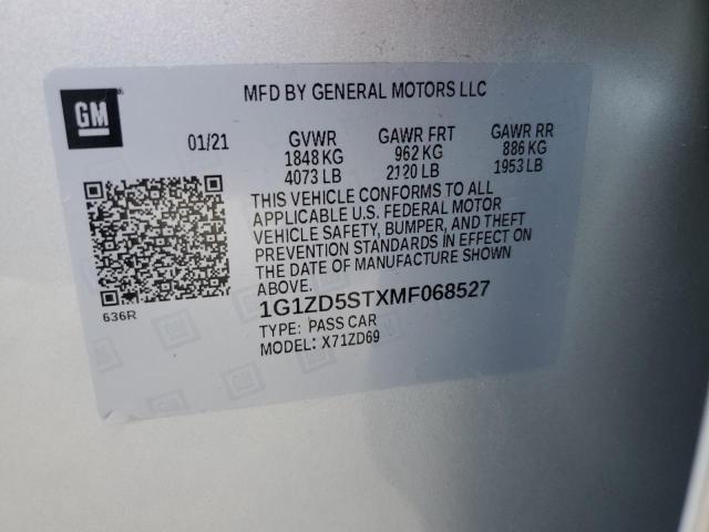 2021 CHEVROLET MALIBU LT - 1G1ZD5STXMF068527