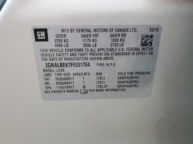 2015 CHEVROLET EQUINOX LT - 2GNALBEK7F6331764