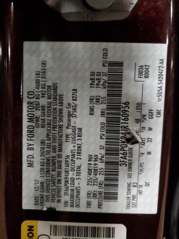 2018 FORD FUSION TIT - 3FA6P0K94JR160956
