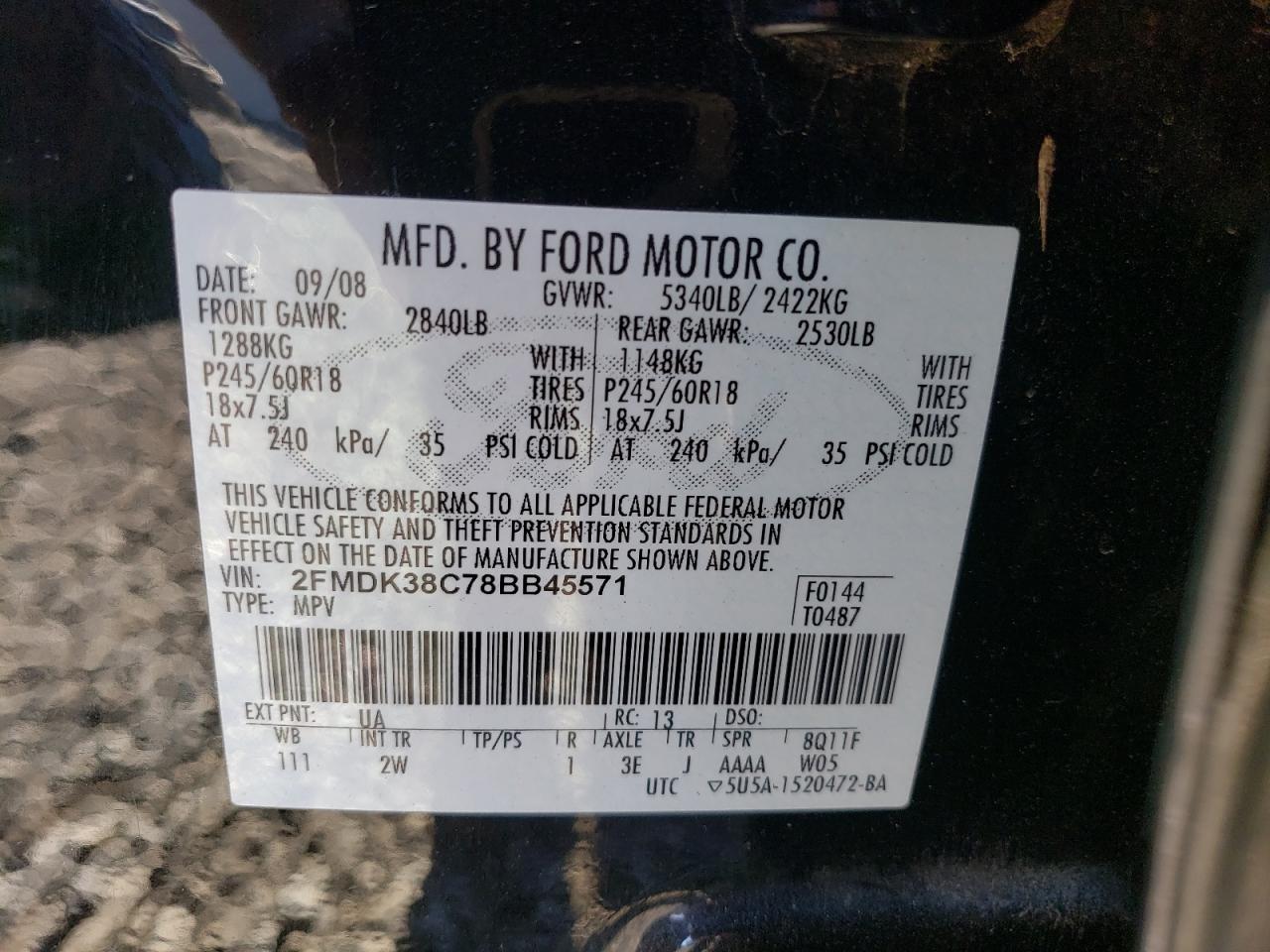 Lot #2952670176 2008 FORD EDGE SEL