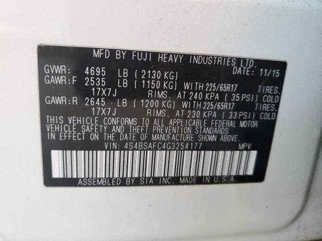 2016 SUBARU OUTBACK 2. - 4S4BSAFC4G3254177