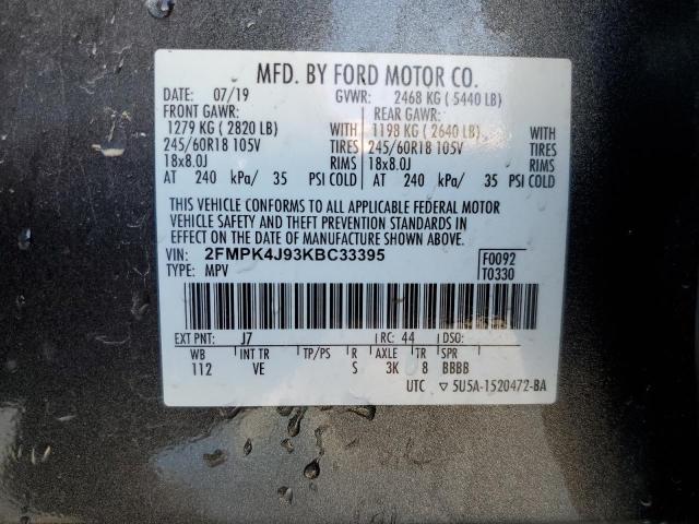 2019 FORD EDGE SEL - 2FMPK4J93KBC33395