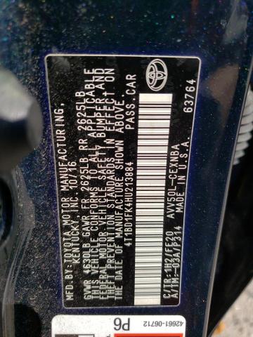 2017 TOYOTA CAMRY HYBR - 4T1BD1FK4HU213884