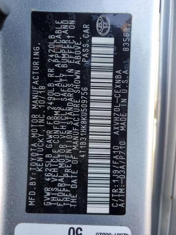 2019 TOYOTA CAMRY 4T1B31HK8KU509756