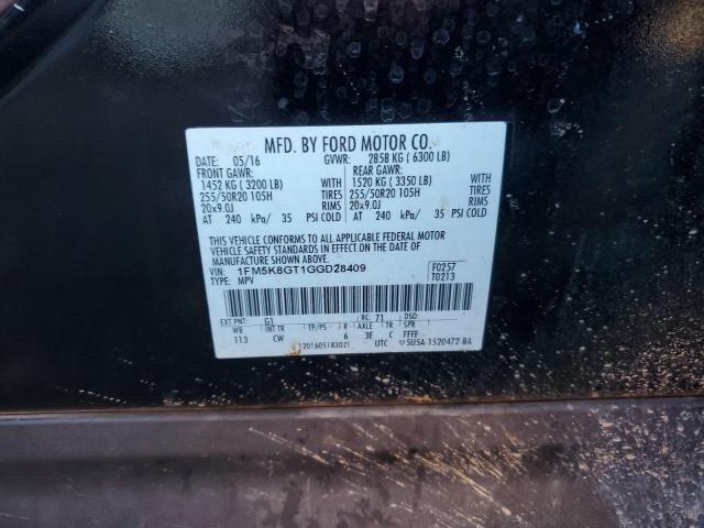 2016 FORD EXPLORER S - 1FM5K8GT1GGD28409