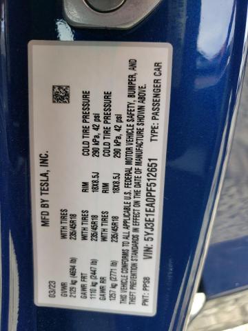 2023 TESLA MODEL 3 - 5YJ3E1EA0PF512651