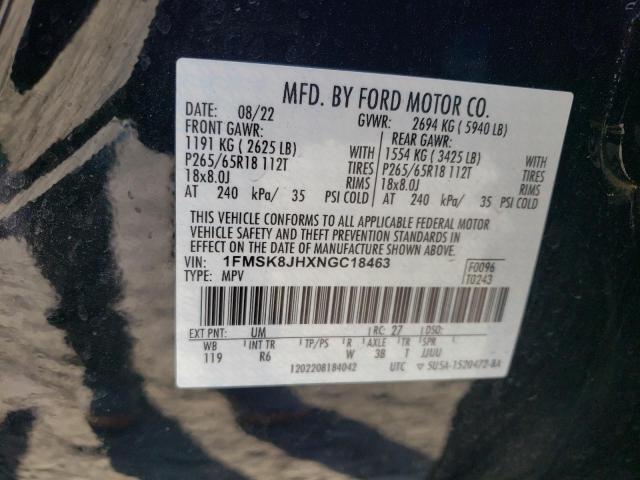 2022 FORD EXPLORER T - 1FMSK8JHXNGC18463