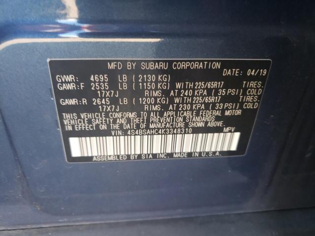2019 SUBARU OUTBACK 2. - 4S4BSAHC4K3348310