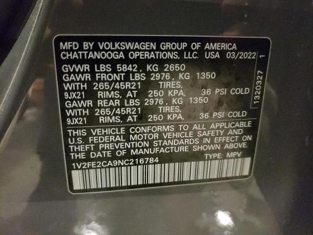2022 VOLKSWAGEN ATLAS CROS - 1V2FE2CA9NC216784