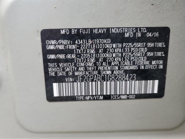 2016 SUBARU CROSSTREK - JF2GPABC1G8288423