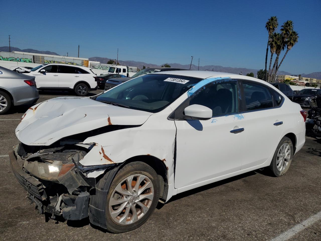 NISSAN SENTRA S 2019 white  gas 3N1AB7AP8KL608280 photo #1