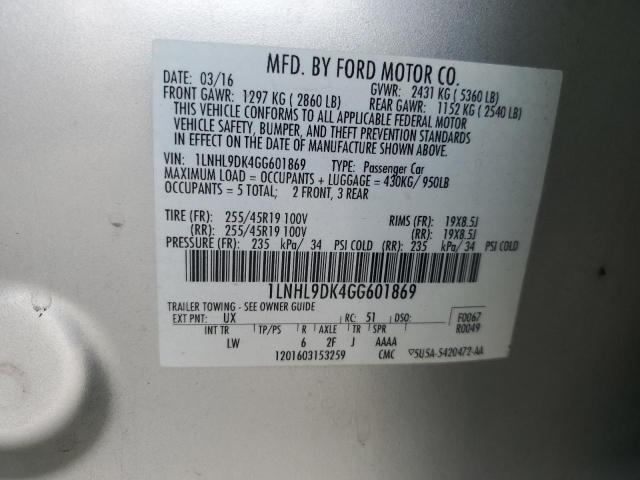 2016 LINCOLN MKS 1LNHL9DK4GG601869