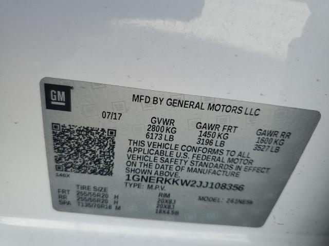 VIN 1GNERKKW2JJ108356 2018 Chevrolet Traverse, Premier no.13