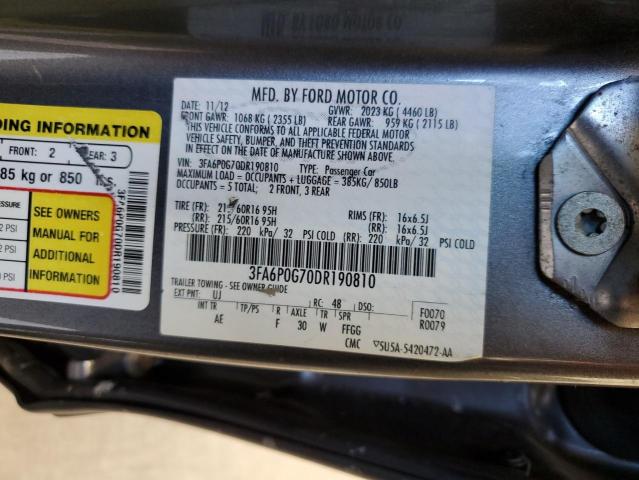 VIN 3FA6P0G70DR190810 2013 Ford Fusion, S no.12