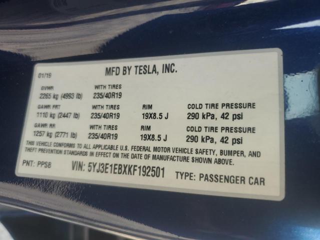 2019 TESLA MODEL 3 - 5YJ3E1EBXKF192501