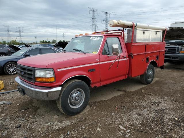 FORD F350 1995 red chassis gas 2FDHF37H6SCA25040 photo #1