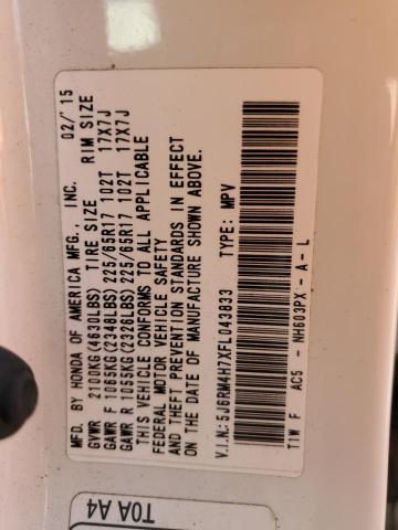 2015 HONDA CR-V EXL 5J6RM4H7XFL043833