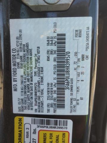 2017 FORD FUSION SE - 3FA6P0LU8HR399570