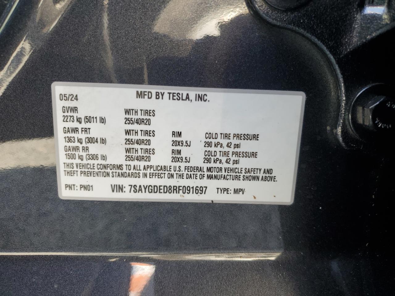 Lot #3030416468 2024 TESLA MODEL Y