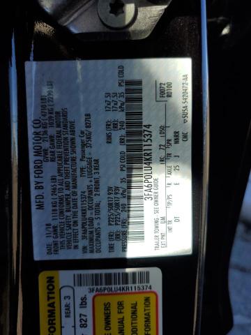 VIN 3FA6P0LU4KR115374 2019 Ford Fusion, SE no.12