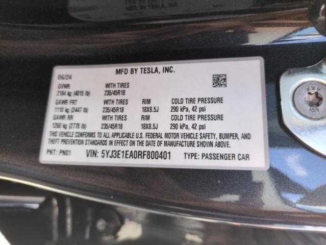 2024 TESLA MODEL 3 - 5YJ3E1EA0RF800401
