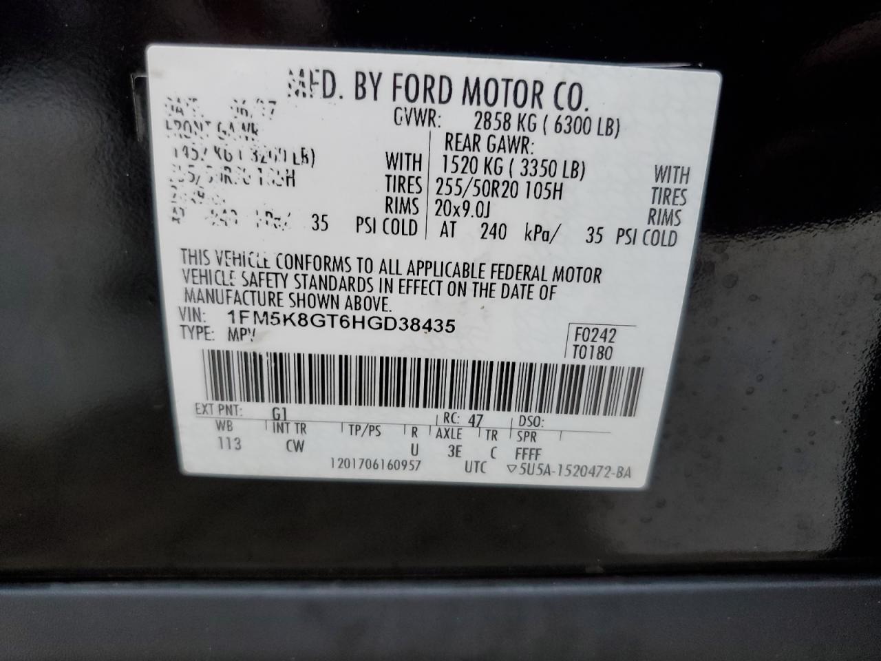 Lot #3020874845 2017 FORD EXPLORER S