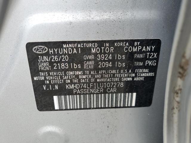 VIN KMHD74LF1LU107278 2020 Hyundai Elantra, SE no.12