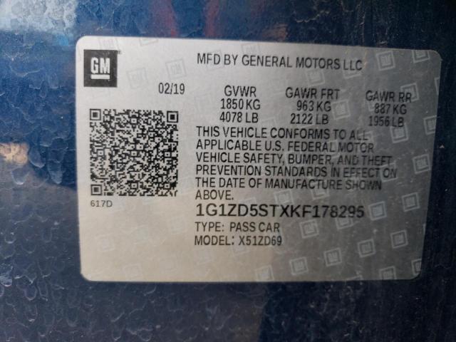 VIN 1G1ZD5STXKF178295 2019 Chevrolet Malibu, LT no.12