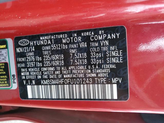 2015 HYUNDAI SANTA FE G - KM8SM4HF0FU101243